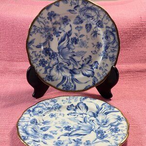 Royal Albert Paradise Blue Floral Salad Dessert Plate Bone China Lot of 3 VTG